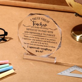 Perthlin Acrylic Teacher Appreciation Gifts for Women Teacher Christmas Gifts Thank You Teachers Gift from Student Retirement Present for Office Desk Paperweight Keepsake Decor(Elegant Nonagon)