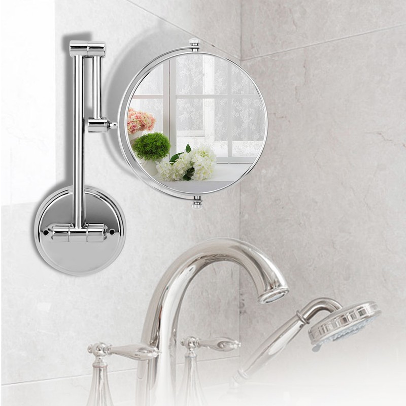 Bathroom Wall Mount Makeup Mirror Foldable Swiveling Dual side 3X