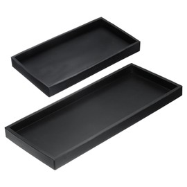 uxcell 2Pcs Bathroom Vanity Tray, 7.9" & 11.8" Home Kitchen Silicone Trays Shatterproof Vanity Sink Organizer for Soaps Keys Candle Trinket Tank, Black