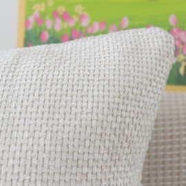 NIULAA Beige Cushion Covers 40cm x 40cm Soft Indoor Cushion Covers 16 x 16 Inches Set of 2 Modern Stripe Pillow Covers Square Decorative Scatter Cushions for Sofa Bed Living Room