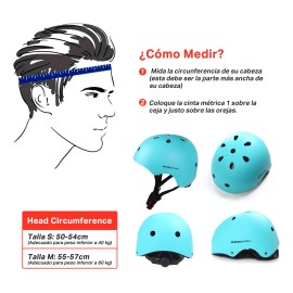 Casco Protección Patinaje Bicicleta Niño Seguridad Ajustable Color Azul Talla M