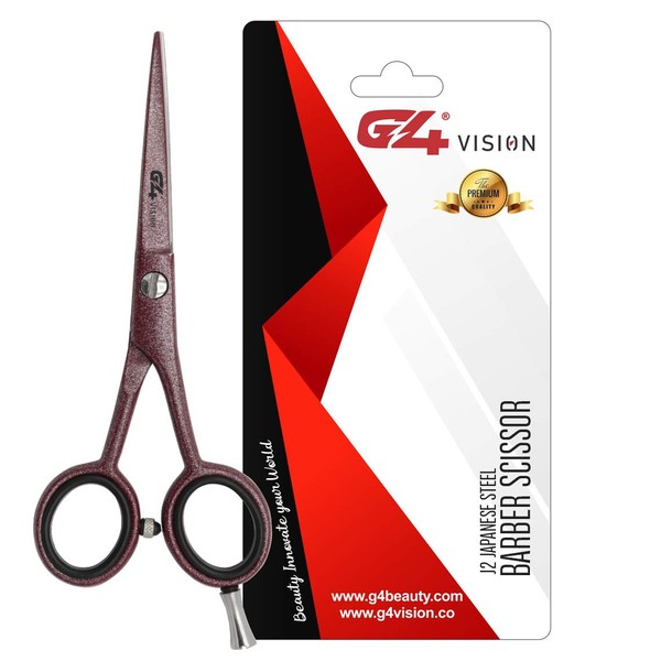 G4 Vision J2 Japanese Steel G4 Barber Hair Cutting Scissors Shears Tempered Stainless Razor Sharp Mustache Haircut Hairdresser (5.5 Inch)