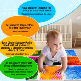 Onyoloy Sensory Floor Lava Tiles: Liquid Fusion Activity Play Mat, Textured Lava Tiles for Ages 3 to Adults, 11.8" X 11.8" Set of 4 Square Multicolor