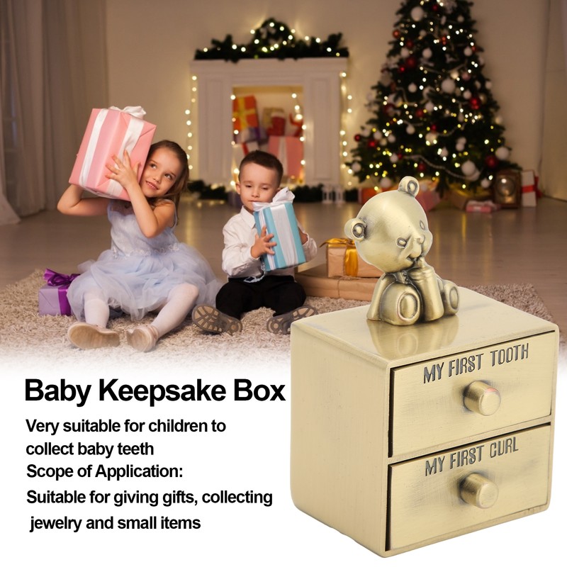 Tooth Box Metal Cute BearShape Storage Case with 2 Drawers
