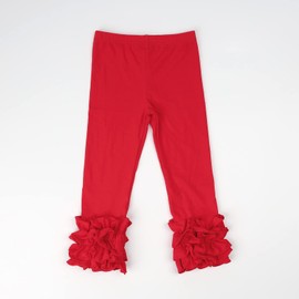 HOOLCHEAN Baby Toddler and Little Girls Cotton Ruffle Leggings (Red, S: 2-3T)