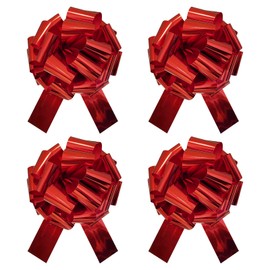 Satiskid Pack of 4 Gift Bow, Large Bow for Car, 30 cm Gift Bow, Large for Birthday, Christmas, Wedding Reception, Surprise Party, Giant Gifts Bow Decoration (Red)