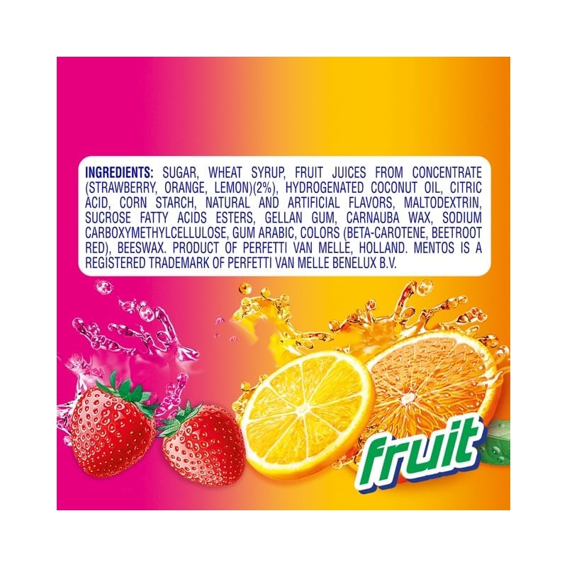 Mentos Chewy Mint Candy Roll, Fruit Mint Candies, 14 Pieces