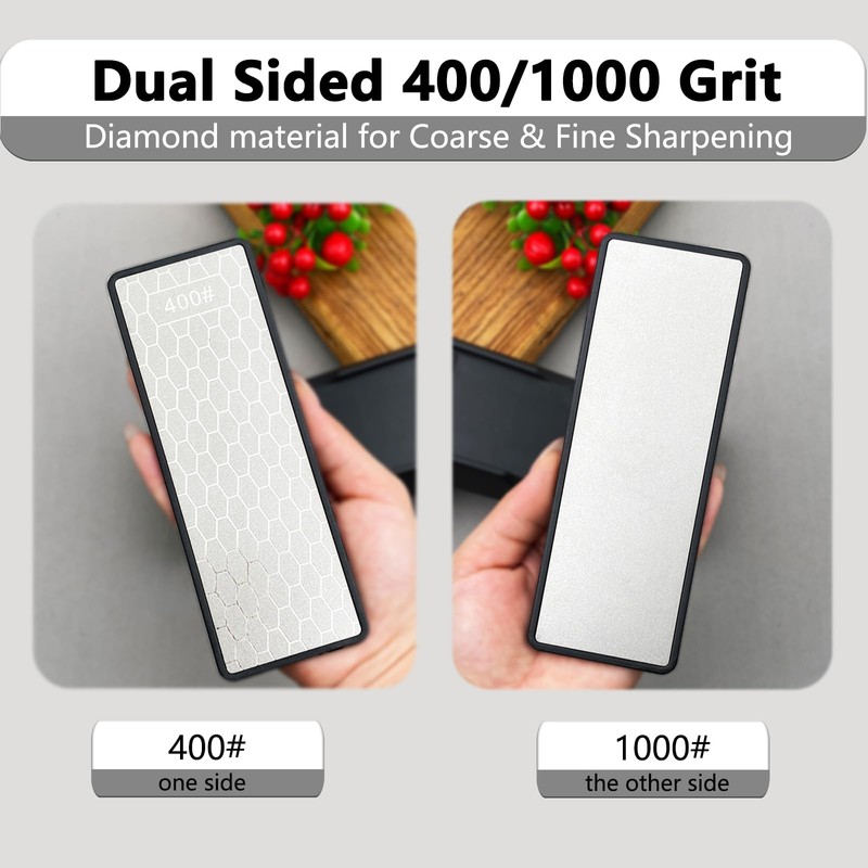 Diamond Sharpening Stone Set: Double Sided 400/1000 & 3000 Grit
