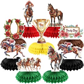 Treasure Cove Horse Racing Honeycomb Centerpieces 3D Derby Horse Racing Table Decorations Horserace Kentucky Party Supplies for Equestrian Birthday Derby Day Decor 9 Pcs