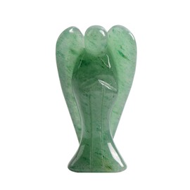 YGLINE Carved Green Aventurine Gemstone Peace Angel Pocket Guardian AngelHealing Statue 2 inch