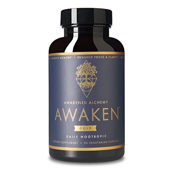 Awaken Gold Premium Nootropic Supplement | Advanced Brain Nutrition | Improve Memory & Learning | Enhance Focus & Clarity | Intensify Drive | 11 Premium Ingredients | 45 Servings