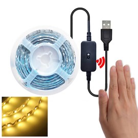 Motion Sensor Light Strip 9.8ft Warm White Flexible Closet Lights 5V USB LED Strip Night Light for Stairway Under Cabinet Kitchen