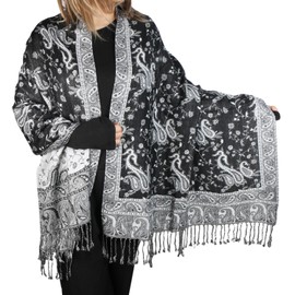 TZ Promise Women Paisley Pashmina Shawl Wrap Colorful Pattern Rave Winter Oversized Scarf