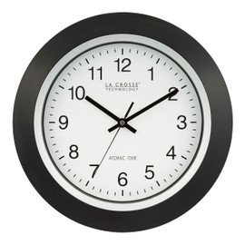 La Crosse Technology 404-1236 13.5 Inch Atomic Analog Wall Clock, Black