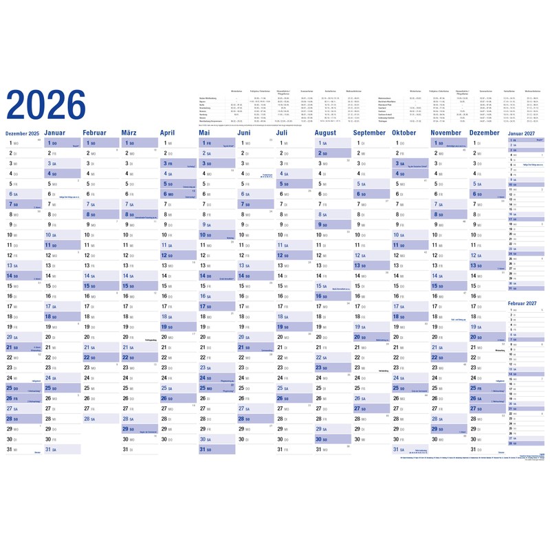 Yohmoe® XXL Wall Calendar 2026 Large (98 x 68 cm)