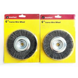 Great Neck 2 GREAT NECK 6" COARSE STEEL WIRE WHEEL BRUSHES FOR BENCH GRINDER 5/8 1/2 ARBOR