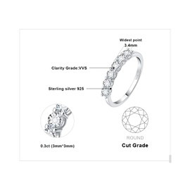 JewelryPalace Fashion Jewellery Classic Moissanite Stacking Ring Eternity Ring Women's Narrow Wedding Rings Women's Ring Silver 925 Wedding Rings Wedding Rings Front Ring Band Ring Women Jewellery