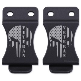 KYDEX Belt Clip for Holsters & Sheaths – (w/Punisher Skull - Veteran) - (Fits 1.50in Belts) - (Inside-The-Waistband/IWB) - (USA Made) - (2 Pack)