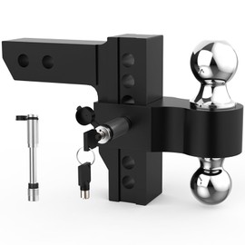 Dolift Heavy Duty Trailer Hitch Ball Mount (2-Inch Receiver) Adjustable Drop Hitch with 6-Inch Drop/Rise for Truck (12,500 LBS GTW) Aluminum Tow Hitch with Anti-Theft Lock Pins (Black)