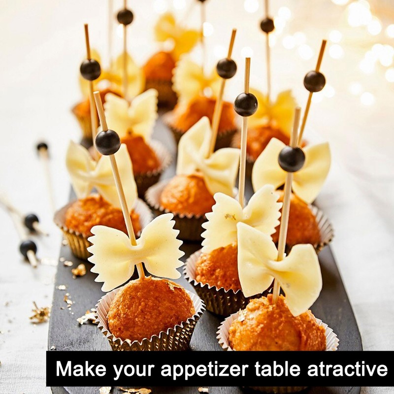Cocktail Picks,100 Pcs Black Pearl White Pearl Toothpicks for Appetizers,4.7