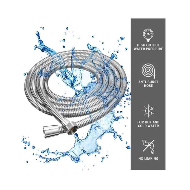 Shower hose, 1.5 m flexible stainless steel shower hose, universal,