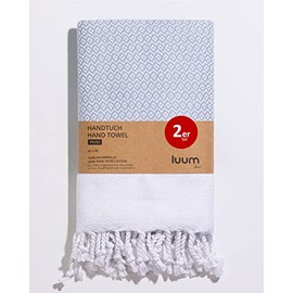Luum® Set of 2 Hamam Hand Towels Set, Sports Towel Set, Turkish Towel Set, Hair Towel Set, 100% Ring-Spun Cotton, Quick-Drying, Lint-Free, Sky Blue, 45 x 95 cm, Gift Set