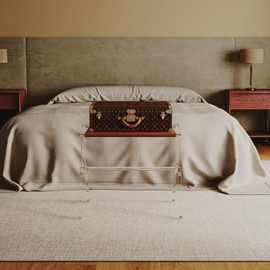 Sumerflos Acrylic Luggage Rack for Guest Room - Foldable Suitcase Stand with Leather Straps for Bedroom Living Room Hotel Heavy-Duty, Holds up to 50-100 lb lightweight Space Saving (Brown(whole) - 1 Pcs)