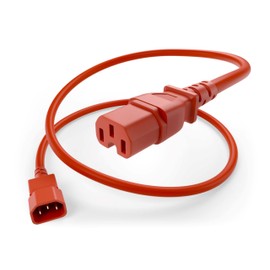 UNC Group Power Cable IEC C14 to C15 15Amp 14AWG 250V SJT Jacket, Red, 1.5 Foot