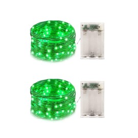 Set of 2 Battery Operated Mini Led Fairy Light,Dewdrop Light Small Strands of Led Light with Timer 6 Hours on/18 Hours Off for Crafts Party Decoration,30 LED,10 Feet Silver Wire (Green Color)