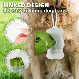 KOZR Dog Poop Bag Holder for Leash Doggie,Waste Bag Dispenser Puppy Potty Carrier Small Doggy with Carabiner Clip with 1 Roll of Pet Trash Bags,Green