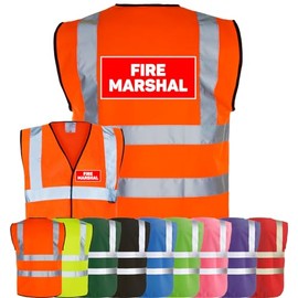 Corporate Togs FIRE MARSHAL Printed Hi-Vis Waistcoat - High Visibility Safety Vest Tabard, Fastening, Health & Safety Compliant Waistcoat | Protective Safety Wear