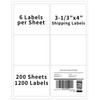 3-1/3" x 4" Shipping Labels,Printable White 6 UP Labels for