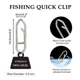 Qancekoo 50 PCS Fishing Power Speed Clips, Strong Stainless Steel Lure Quick Snaps Connector Tackle for Fishing Lure Crankbait Popper Corks Rigs Quick Change Freshwater Saltwater - S