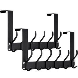 GREENFROM 2 Pack Over The Door Hanger, Foldable Door Hanger Hook, Sturdy Over The Door Coat Rack, Over The Door Hooks for Hanging Clothes, Towels, Hats, No Assembly Required, Matte Black