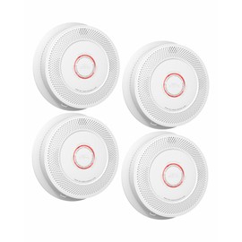 Ecoey Smoke Detector Carbon Monoxide Detector Combo 10 Year Battery, Combination Smoke and Carbon Monoxide Detector with Bilingual Audio Alerts and LED Indicator for Home and Kitchen A8612B-4, 4 Packs