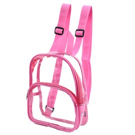 Mini Transparent Backpack 23 * 19 * 7cm PVC See Through Backpack Waterproof Clear School Rucksack Clear Casual Rucksack for Work Travel Sports Concert Unisex Transparent Casual Daypacks (S Pink)