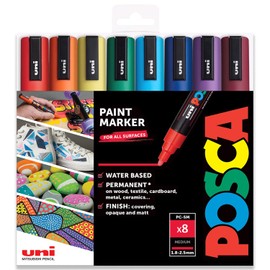 Posca PC-5M Paint Markers Art Pens 1.8-2.5mm Tip Classic (A) Set of 8 Colours in Plastic Case