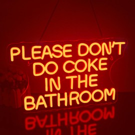 Looklight Please Don't Do Coke in The Bathroom Neon Sign Red LED Neon Signs Dimmable Letter Neon Signs, USB Bar Light Signs for Bedroom, Bar, Club, Wedding, Christmas Party