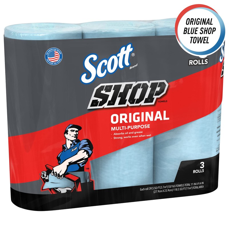 Scott Shop Towels Original (75143), Blue Towel, 9.4'x11' Wipe (30