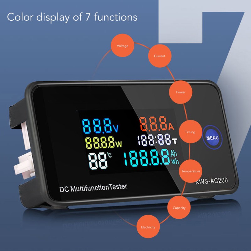 DC Digital Voltmeter Ammeter DC200 100A LCD Color Display 7
