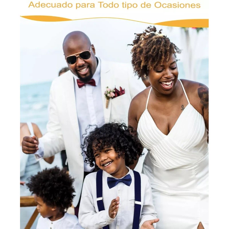 Satinio Set D 4tirantes Ajustables Con Moño Para Niños Boda