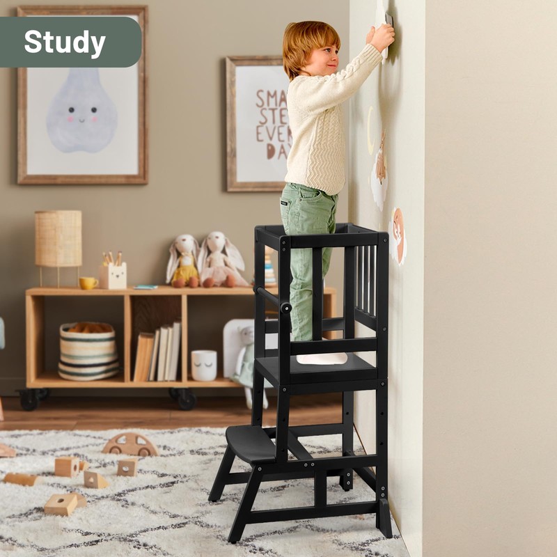 COSYLAND Toddler Standing Tower - Adjustable Height Toddler Kitchen Stool