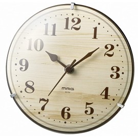MAG W-731N-Z Table Clock, Radio, Analog, Interior, Night Second Hand Stop Function, Can be Used as a Stand, Spherical Glass, Wood Grain Style, Natural