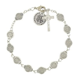 18k Gold Plated Lucky Clover Flower Bracelet Adjustable Bracelets Dainty Gold Chain Bracelet Jewelry Gifts for Women Teen Girls Saint Benedict Medals Rosary Bracelet