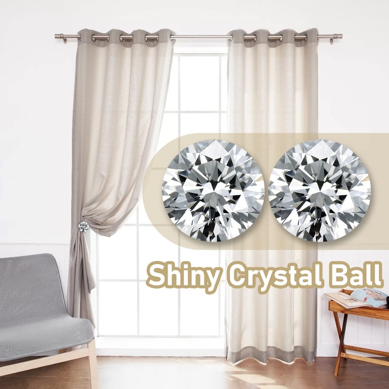 KOLAKO Curtain Holdbacks, Crystal Curtain Tie Backs Hooks, Black Metal