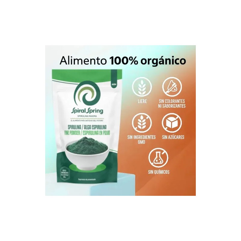 2 Packs Tab. + 2 Polvo Spirulina Orgánica Natural Espirulina