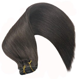 Eufficco Real Human Hair Lace Clip In Hair Extensions Thick Ends Color Off Black #1b 14inch 100g Remy Hair Extensions Silky Soft Straight Double Wefted Lace Backed Clip On Human Hair Extensions