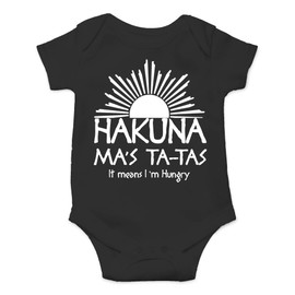 CBTwear Hakuna Ma's Ta - Body para bebé, adorable para bebé, unisex, ropa para niño y niña recién nacida, Negro -, Recién nacido