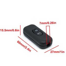 Surf turtle Inline Cord Switch 2-Pack Black Button,Rated 6A 250V On/Off Electrical Wire Appliance Rocker Switches,for Bedroom Table Lamp Desk LED Lights