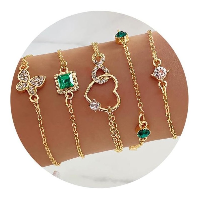 Gold Bracelets for Women, 14K Gold Plated Dainty Layered Chain